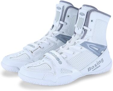 Боксерські рукавички для чоловіків. Зручні боксерські рукавички для тренувань, занять боксом та єдиноборствами. Дихаючі, білі та сірі рукавички для боксу, фітнесу та бодібілдингу. Розмір 43 EU