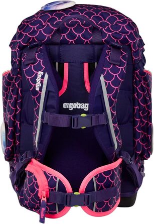 Дитячий ергономічний шкільний рюкзак ergobag Schulranzen-Set, набір з 6 предметів для 1 класу початкової школи, Перламутровий ведмідь - Фіолетовий