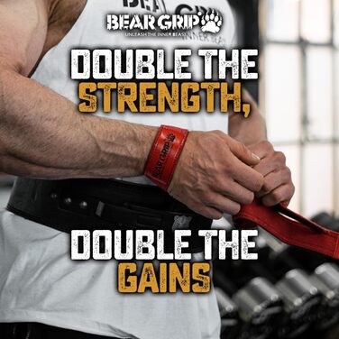 BEAR GRIP – Преміальні двошарові лямки для тяги Elite Edition, червоні