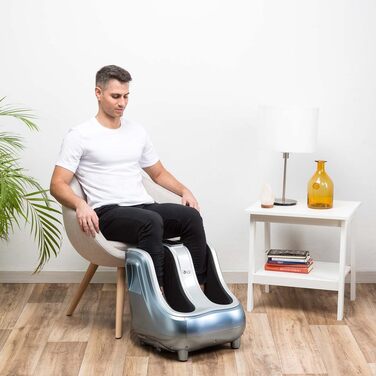 Електричний масажер для ніг GLOBAL RELAX VITALZEN SLIM з шиацу, розминанням і підігрівом, для поліпшення кровообігу та зняття болю, інтуїтивна панель керування, синій (Vitalzen Pro)