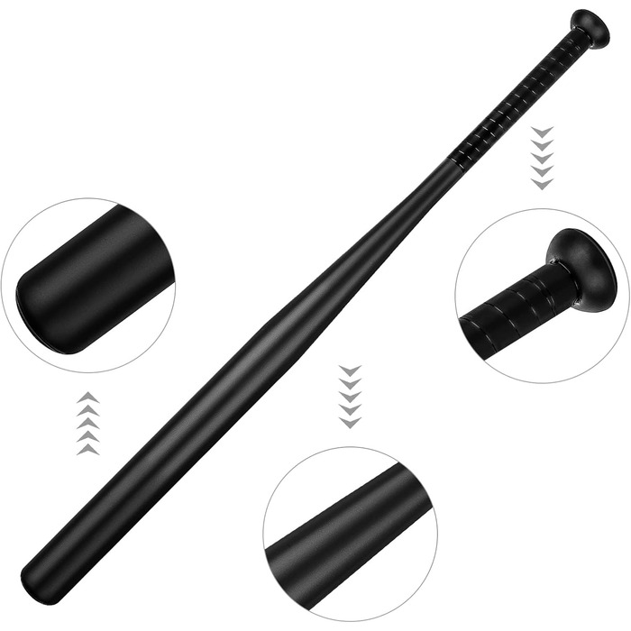 Бейсбольна бита сталева – 82 см, з неслизькою ручкою для спорту, відпочинку та безпеки, міцна та довговічна для дорослих та підлітків, легований сталь 1030 г, чорна