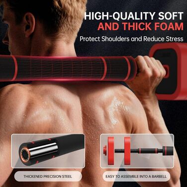 Набір гантелей JOROTO 30 кг 4-в-1: гантелі, штанга, гиря та бруси для дому. Ідеально для силових тренувань та фітнесу.