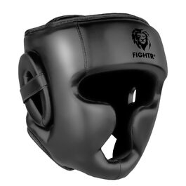 Захисний шолом для боксу та MMA FIGHTR® — Регульований шлем для спарингу (Бокс, Муай-тай, Кікбоксинг), All Black Regular