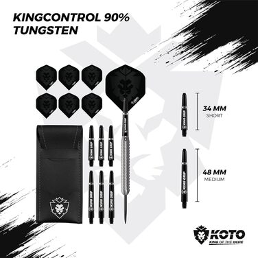 Дартс набір KOTO Kingcontrol 90% вольфрам, 32 г, чорний, 3 дротики з кейсом, професійний