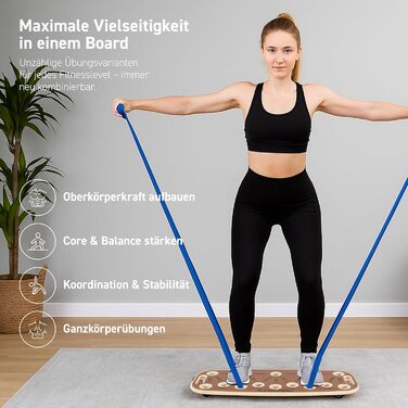 MSPORTS Push-Up Board Holz Premium: Дошка для віджимань з роликом – багатофункціональна дошка для тренування кора, балансу та сили – 15 положень, масивні ручки, антиковзаюча, обладнання для фітнесу для дому