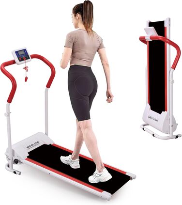 Біговий тренажер ECO-DE з LCD-дисплеєм, 1-10 км/год, 500 Вт, магнітна система безпеки, складаний, білий