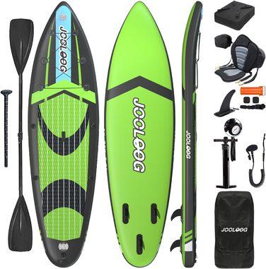 Надувний SUP-борд JOOLOOG Stand Up Paddle Board з сидінням для каяків, 320 x 81 x 15 см (зелений)