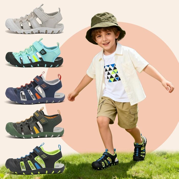 Сандалі дитячі SAGUARO закриті трекінгові для хлопчиків, літні вуличні, чорні, розмір 27 EU