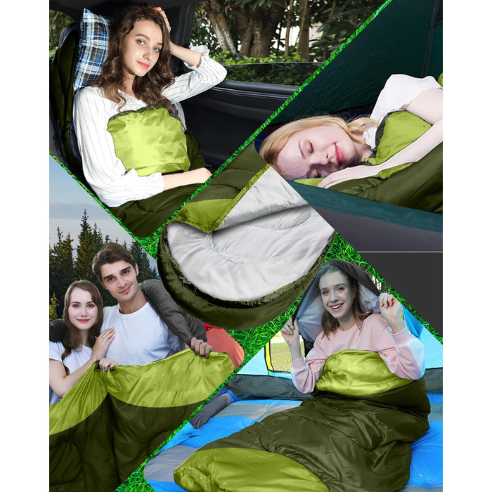 Спальний мішок 3-4 сезони, водонепроникний, ультралегкий, 220*75 см (зелений)