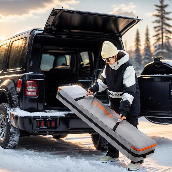 Чохол для сноуборду XCMAN для подорожей літаком – повністю м'який, водонепроникний, для сноуборду та черевиків (сірий, 158 см)