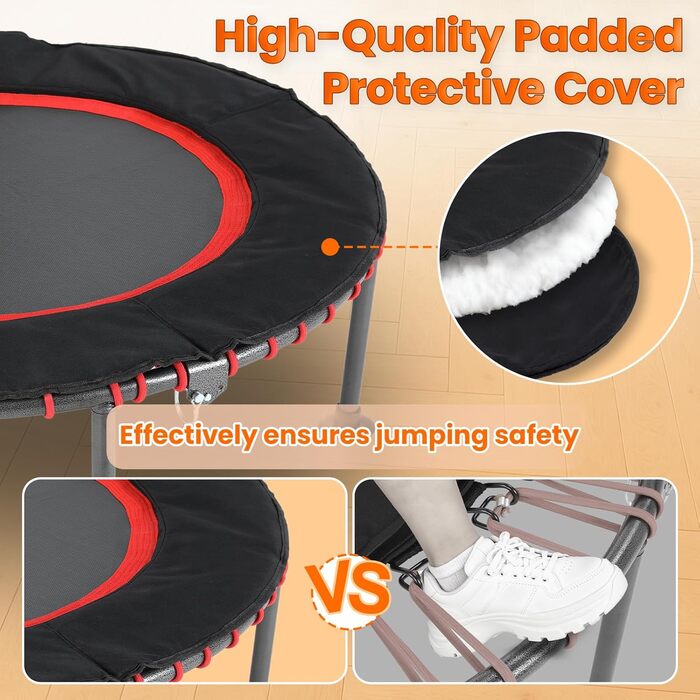 Трамплін для фітнесу LIFERUN для дому | Діаметр 102/122 см | Макс. вага 150 кг | З бортиком та ручками | Без монтажу | Для дітей та дорослих