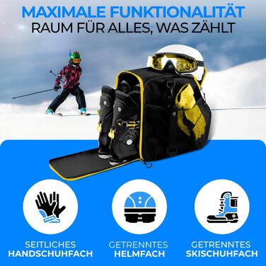 Чохол для лижних черевиків для дітей ISCHGL (40 л) з відділенням для шолома та аксесуарів - чорно-жовтий