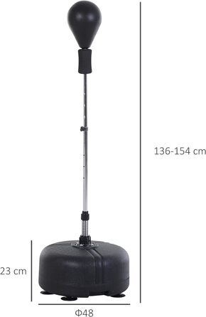 Боксерський мішок HOMCOM на стійці, регульована висота 136-154 см, з боксерськими рукавичками, для підлітків та дорослих, для фітнесу та зняття стресу, чорний + червоний