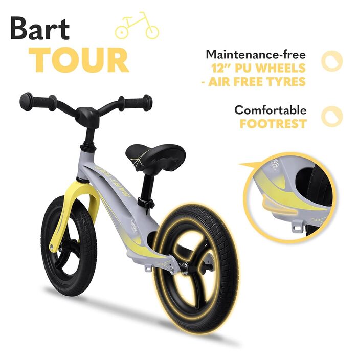 Беговел Lionelo Bart Tour (зелений) – легкий, магнієвий, 12