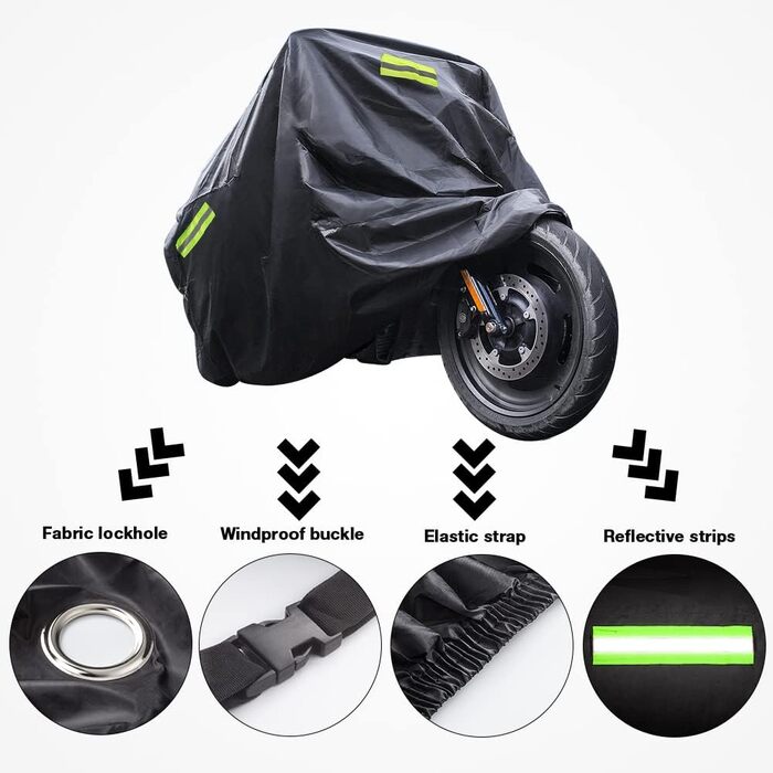 Чохол для мотоцикла 210D Oxford, захист від подряпин, водовідштовхувальний, для Harley-Davidson, Honda, Suzuki, Yamaha (245 x 105 x 125 см)