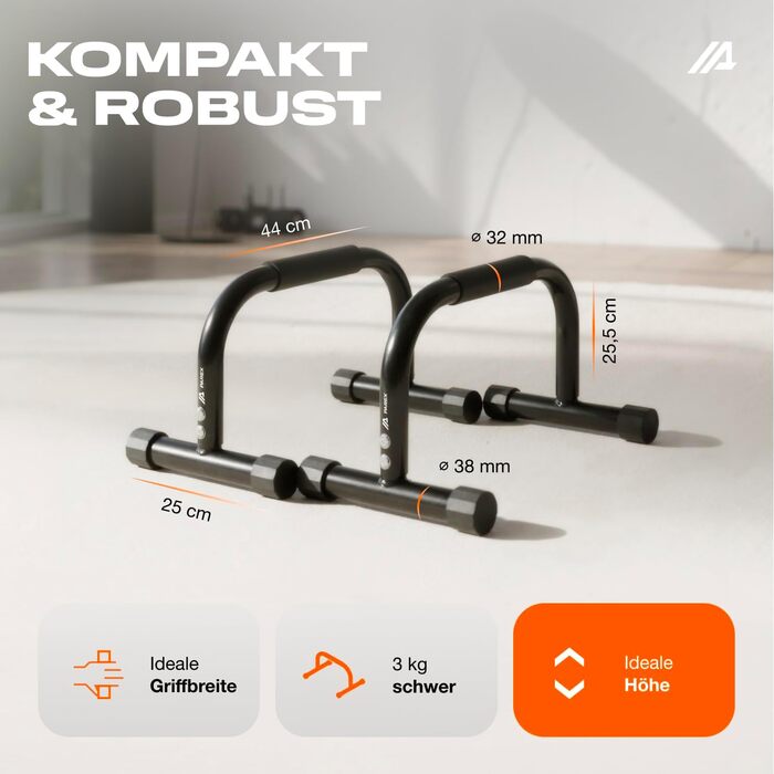 Паралелетки Parex сталеві, для захисту суглобів, з неслизьким покриттям, обладнання для калістеніки, бруси для віджимань, ідеально для стійки на руках та віджимань (Чорний, Small)