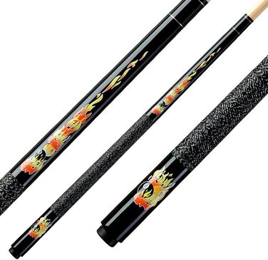 Кий для більярду Classic Kinder Queue Flames CF-02, чорний, 123 см, 5/16x18, для пулу