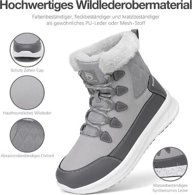 Чоботи зимові жіночі DANNTO, теплі, з підкладкою, непромокаючі, антиковзаючі, сірі (41 EU)