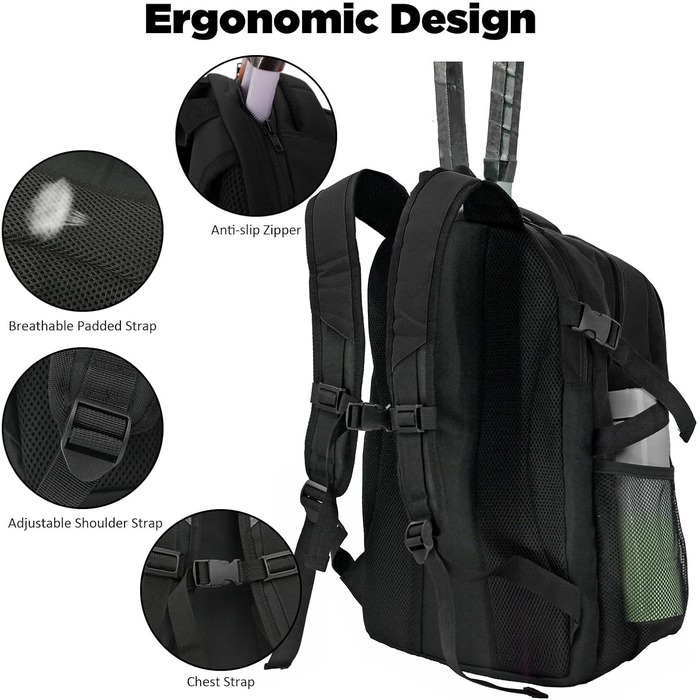 Рюкзак для тенісу Hixingo (36л) - жіночий та чоловічий, з відділенням для взуття, для ракетки, бадмінтону та баскетболу, темно-рожевий