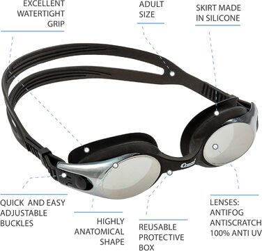 Cressi Velocity – Преміальні окуляри для плавання для дорослих, 100% UV захист, якісні матеріали