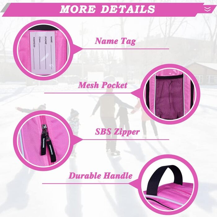 Сумка для роликів та ковзанів для дітей та дорослих (28-45 EU), рожева, L