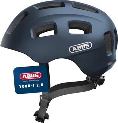 Дитячий велосипедний шолом ABUS Youn-I 2.0 з підсвіткою, для підлітків і молоді, синій (midnight blue), розмір M (52-57 см)
