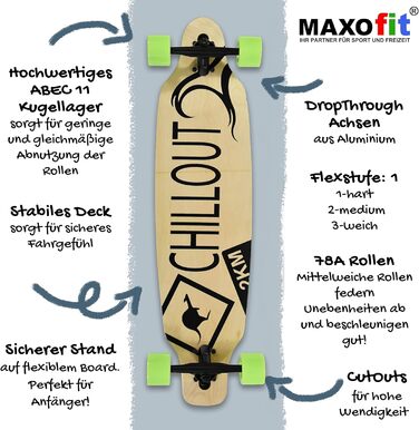 Лонгборд MAXOfit з клену/бамбуку для початківців та досвідчених, різні дизайни