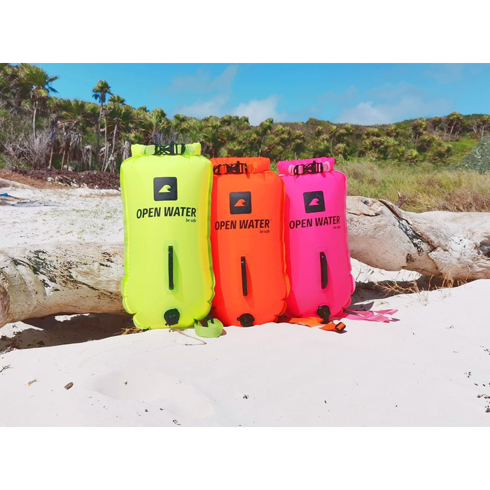 Надувна рятувальна бойовка OPENWATER XL, 28L, неонова зелена - велика плавуча платформа з кишенею