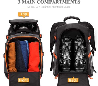 Сумка для сноуборду/лиж TurnWay | Для зберігання та транспортування спорядження, куртки, шолома, маски, рукавиць та аксесуарів. Колір: сіро-помаранчевий