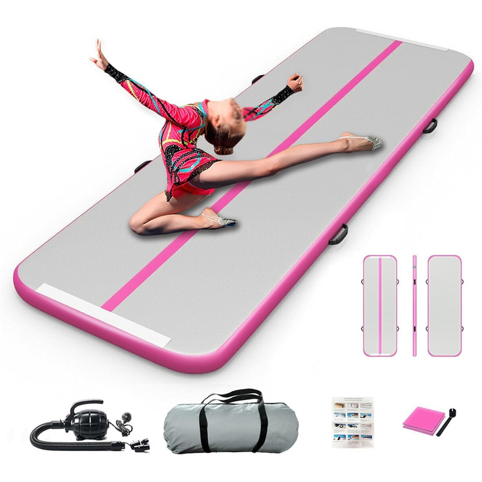 Гімнастична килимок JOYTALENT Air Matte Track з надувним покриттям, 10 см, 300 x 100 x 10 см (Рожевий)
