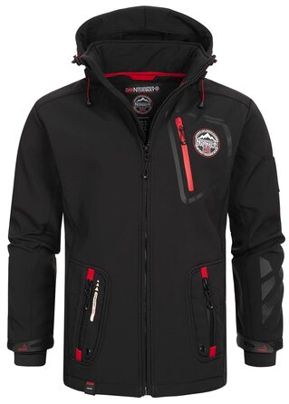 Чоловіча тактична куртка Geographical Norway Tacebook водонепроникна та дихаюча з капюшоном, демісезонна вітрівка для походів та outdoor (L, чорна)