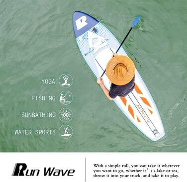 Надувна SUP-дошка Runwave з антиковзким покриттям, комплект аксесуарів, широка стійка, плавники для контролю, для підлітків і дорослих початківців