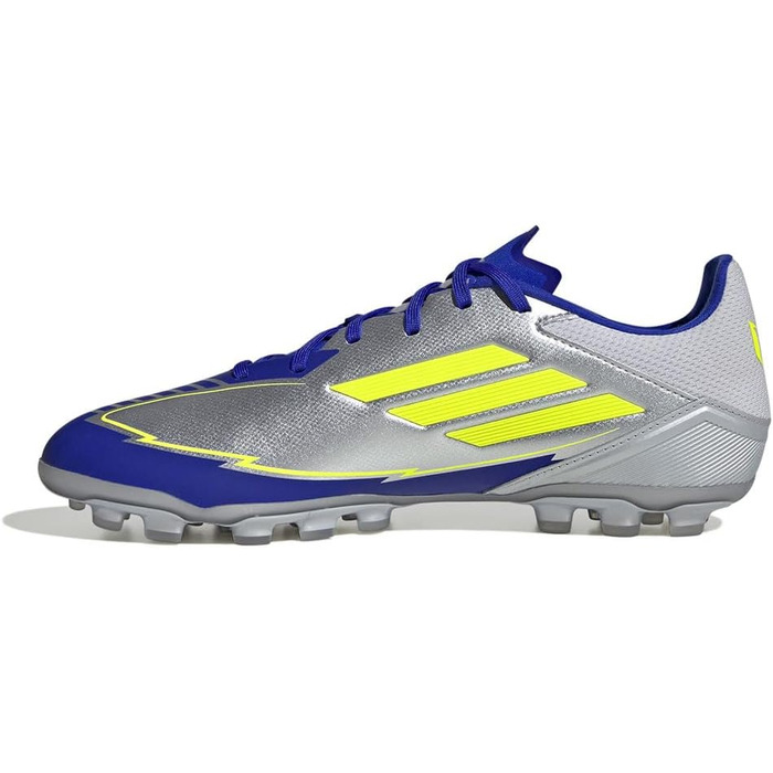 Бутси футбольні adidas F50 League Unisex для штучного покриття, 47 1/3 EU, сріблястий/сонячно-жовтий/блакитний