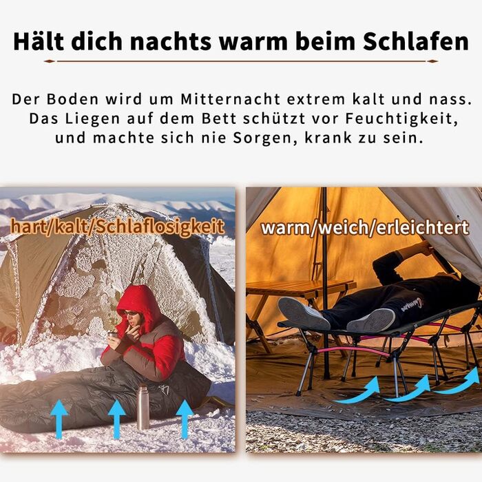 Легке туристичне ліжко TOMOUNT з алюмінієвого сплаву для кемпінгу, відпочинку на балконі, у саду, намету та подорожей на природі (чорне)