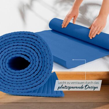 Килимок для йоги та фітнесу, 183 x 61 x 0,4 см, Navyblue (темно-синій) | Килимок для занять йогою, пілатесом, спортом | Звукоізоляційний, нековзний, міцний