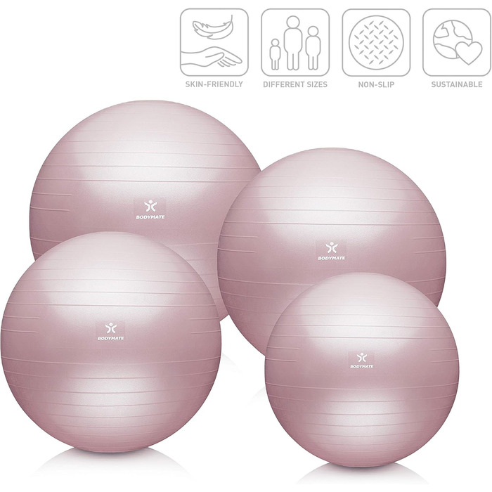 Фітбол BODYMATE 55 см: для фітнесу, йоги, офісу, тренувань спини (з насосом та E-book)