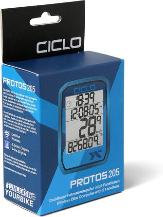 Бездротовий велосипедний комп'ютер CICLO PROTOS 205, 5 автоматичних функцій, синій