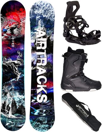 Чоловічий комплект для сноуборду Airtracks Fantasy Carbon Flat Zero Rocker Wide 158 см + кріплення Master + черевики Strong Atop 45 + сумка