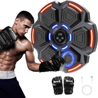Музичний бокс-машина Snawowo для дорослих з LED підсвічуванням, Bluetooth, 9 режимами швидкості, режимом підрахунку та боксерськими рукавичками