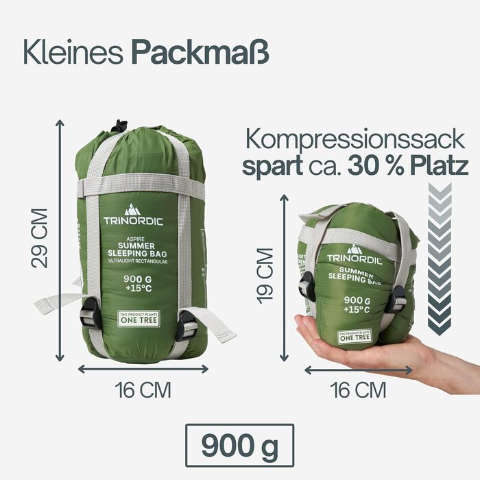 Спальний мішок Trinordic 900g Ultraleicht XL – легкий, компактний, для кемпінгу, хайкінгу та байкпакінгу