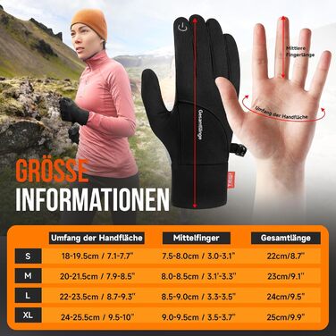 Зимові рукавички Benirap для чоловіків та жінок, вітрозахисні, з підтримкою сенсорного екрану, неслизькі, спортивні, теплі, для активного відпочинку, їзди на велосипеді, бігу, прогулянок з собакою. Чорний колір, модель TM01