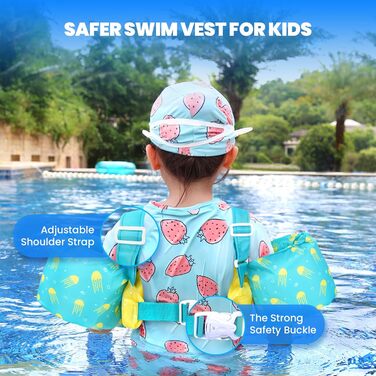 Надувні рукавики для плавання Gogokids для дітей 2-6 років (33-66lbs/15-30kg), безпечні рукавики для плавання з застібкою та рукавами (Жовті медузи)
