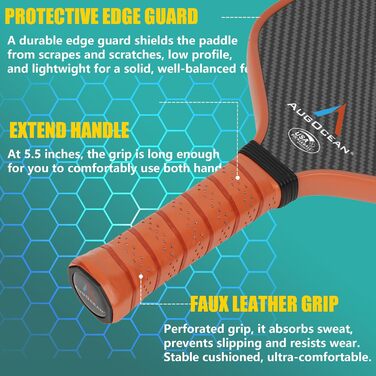 Плекабол ракетка, 2025, карбонове волокно, 3K, поверхня з високою зернистістю та обертанням, T700SC, схвалено USAPA, колір A-brown, 16 мм