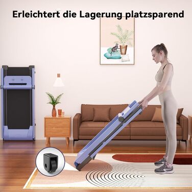 Біговий доріжка DeerRun Raceable з підтримкою High-Tech пристроїв, для дому, вантажопідйомність 158 кг, керування через APP, 2573W, складаний, з тренувальними курсами та мульти-режим, синьо-чорний