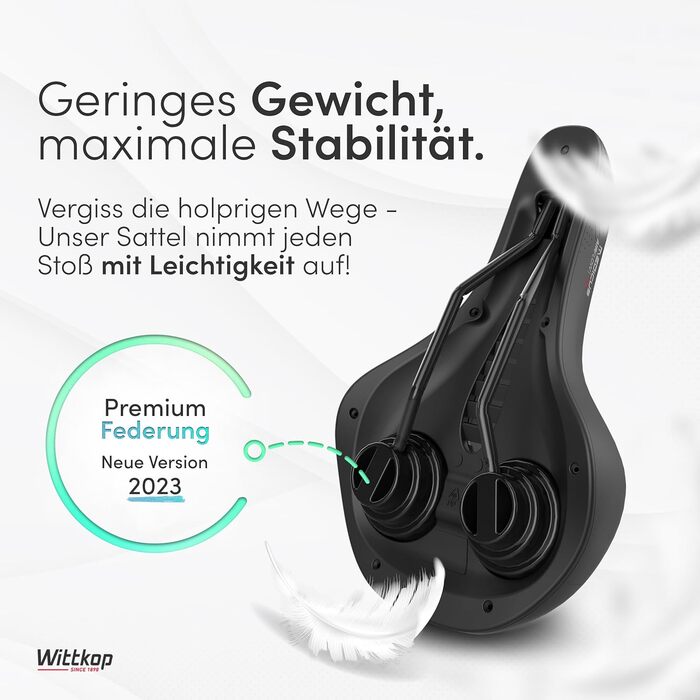 Велосипедне сідло WITTKOP з інноваційною системою 5 зон Medicus та ортопедичною піною Memory Foam. Зручне сідло для жінок та чоловіків. MTB, Trekking, City Trekking сідло