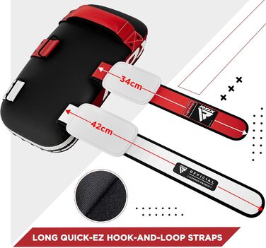 Шлагбафер RDX для бойових мистецтв, вигнутий захист для ударів ногами, кикбоксинг, муай-тай, шкіряне боксерське подушечка RDX, MMA, тайські подушечки, боксерські подушечки (1 шт.), універсальний розмір, червоний