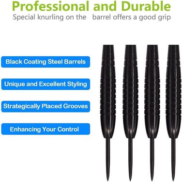 Сталеві дротики Dartpfeile (12 шт) 23г: Професійний набір для дартсу з металевим вістрям, алюмінієвим стеблом та 40 пір'ями