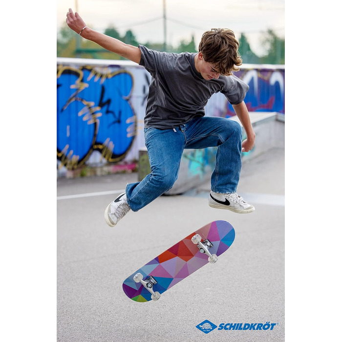 Скейтборд Schildkröt Kicker 31' для початківців, 9 шарів клену, подвійний кік, ABEC5, абстрактний дизайн