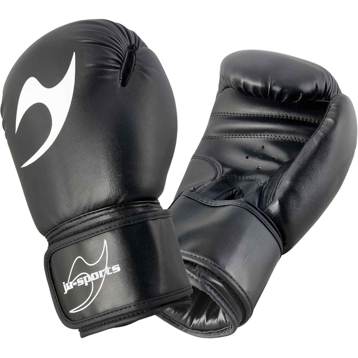 Боксерські рукавички Ju-Sports 10 oz для тренувань, чорні, PU шкіра, з фіксованим великим пальцем і липучкою, для чоловіків і жінок