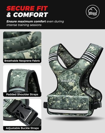 Вага для тренувань BAGAIL: регульована вага, знімні мішки з піском, підходить для чоловіків та жінок, ідеальна для фітнесу та аеробіки (зелений камуфляж, 9.1-14.5 кг)